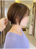 丸みショートボブ× ナチュラルベージュ style by 田爪