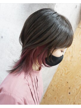 ヘアテリア リュウ 大塚(hair teria ryu) ショートハイウルフ×ワインレッドインナー