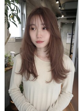 サイン 表参道(SIGN) 美髪エアリーロングピンクブラウン切りっぱなしボブ