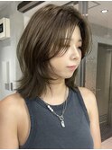 韓国ヘアーハッシュカットレイヤーカットグレージュブリーチ無し