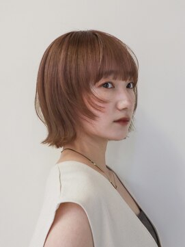 シスタ(SISTA) 外はねくびれボブオレンジブラウンオレンジベージュ【自由が丘】