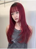 韓国ヘアロングデザインカラー顔周りレイヤー_ba561732