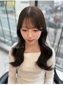 韓国ヘアロングレイヤーカット前髪カット