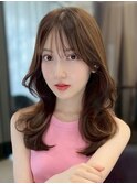 レイヤーカット/ミディアムレイヤー/韓国巻き/透明感カラー