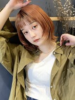 ラミエバイメルト 下北沢(lamie by melt)&nbsp;花田レイヤーボブハッシュカットショートオレンジブリーチ下北沢