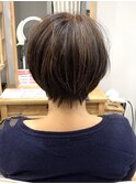 【脱白髪染めハイライト】小顔ショート★ベージュメルティカラー