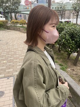 イナズマヘアー(INAZUMA HAIR) オレンジベージュ×切りっぱなし外ハネボブ