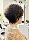 前下がりショート/ボブ/絶壁解消/前髪あり/30代/40代/50代 