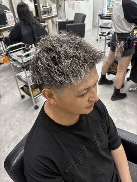 メンズカット リア(Men’s cut riah) ツイストスパイラルパーマツーブロック刈り上げメンズマッシュ
