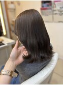 20代30代ブリーチなしくすみオリーブカラー波ウエーブ仕上げ