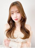 くびれヘアアプリコットオレンジ夏ヘアハイライトカラー