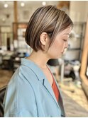 ミルクティーベージュダブルカラーインナーカラーケアブリーチ