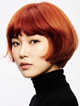 ピークアブー アヴェダ ギンザシックス(PEEK-A-BOO AVEDA GINZASIX) オレンジヘア マッシュショート 前上がりショート モードヘア