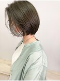 丸みショート・オリーブカラー・ダブルカラー