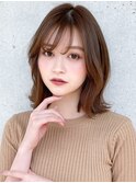 30代40代50代大人かわいいカーキグレージュ外ハネくびれミディ
