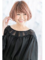 大人ガーリーミルクティーピンク★Aラインふわふわボブc1