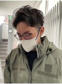 爽やかアップバング×ナチュラルパーマ