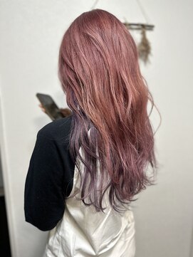 ジウ 上通り(JIU) 20代30代小顔ゆるふわロンググレージュインナーカラーパープル