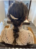 編みおろしねじりくるりんぱヘアセット大人可愛い上品お呼ばれ