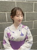 浴衣ヘアセット　シニヨンアレンジ　タイトシニヨン　アップヘア