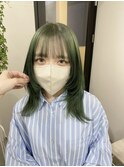 グリーンカラーレイヤーカットケアブリーチハイトーンカラー