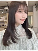縮毛矯正/髪質改善トリートメント/ミディアムヘア/グレージュ