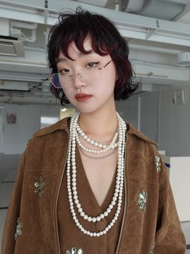 ユルクメゾンシティ 名古屋(JURK MAISON CITY) 【ami style】ポイントブリーチ ボブパーマ 赤カラー