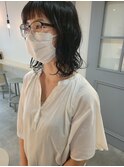 黒髪ミディアムパーマ＊