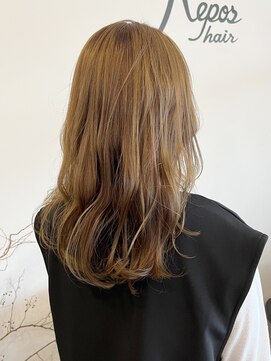 レポヘアー(Repos hair) 20代30代大人かわいいミルクティベージュナチュラルロブ美肌