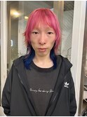 シャギーピンクブルーデザインカラー