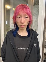 シャギーピンクブルーデザインカラー