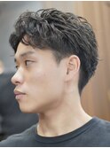 センターパートメンズマッシュパーマニュアンスパーマ刈り上げ