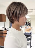 ハイライトバレイヤージュダブルカラーショートカット30代40代