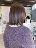 ラベンダーピンク×ブリーチなしカラー×外はねボブ