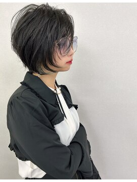 ハロ ハッピーヘアライフ 長居店(Halo happyhairlife) 長め前髪×モード質感のシースルーボブ