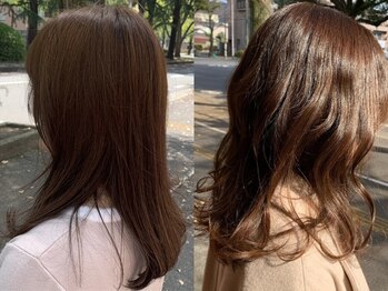トリニティ ヘアー デザイン(TRiNiTy HAIR DESIGN)の写真/髪・頭皮が敏感な方でも◎ダメージレスで理想のカラーが実現。溢れる艶となめらかな手触りを実感して♪