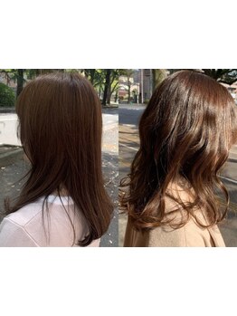 髪・頭皮が敏感な方でも◎ダメージレスで理想のカラーが実現。溢れる艶となめらかな手触りを実感して♪