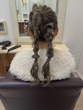 ジュノ イオンモール香椎浜店(Juno) お呼ばれツイン編み下ろしヘア