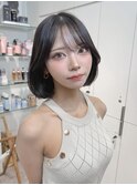 オリーブグレー/ボブ/顔周り/小顔/レイヤー/髪質改善/縮毛矯正