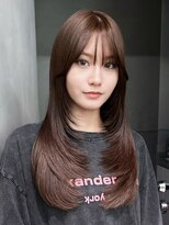 シオン(shion)&nbsp;ロンググレージュ韓国ヘア顔周りレイヤー_F21086