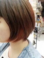 ドゥ スタイル 三国ヶ丘店(Duex Style) ナチュラルブラウンボブ×インナーカラー☆オレンジ