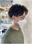 ナチュラルニュアンスパーマ センターパート