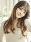 朝楽バング　ロングレイヤー　マロンベージュ　