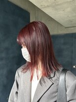 ヲタク(wotaku.)&nbsp;レッドカラー暖色カラーブリーチなしダブルカラー切りっぱなし