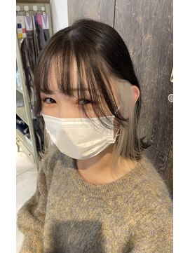アジールヘア 池袋東口店(agir hair) 人気インナーカラーホワイト☆ミディアムスタイル池袋東口店