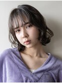 ショコラアッシュ/ふんわりカール/シースルーバング/ロングボブ