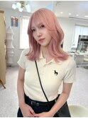 倉敷ハイトーン20代30代顔周りレイヤーブリーチピンクベージュ