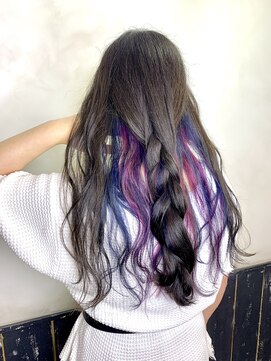 オースト ヘアー ステラ 新宿店(Aust hair Stella) インナーカラー×サファイアアッシュ【kizashi】ブルーとピンク