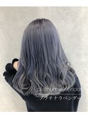 アイスブルー、グラデーションカラー、ホワイトブリーチ