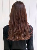 インナーピンクベージュ_かきあげロングマロンベージュ_ba330393